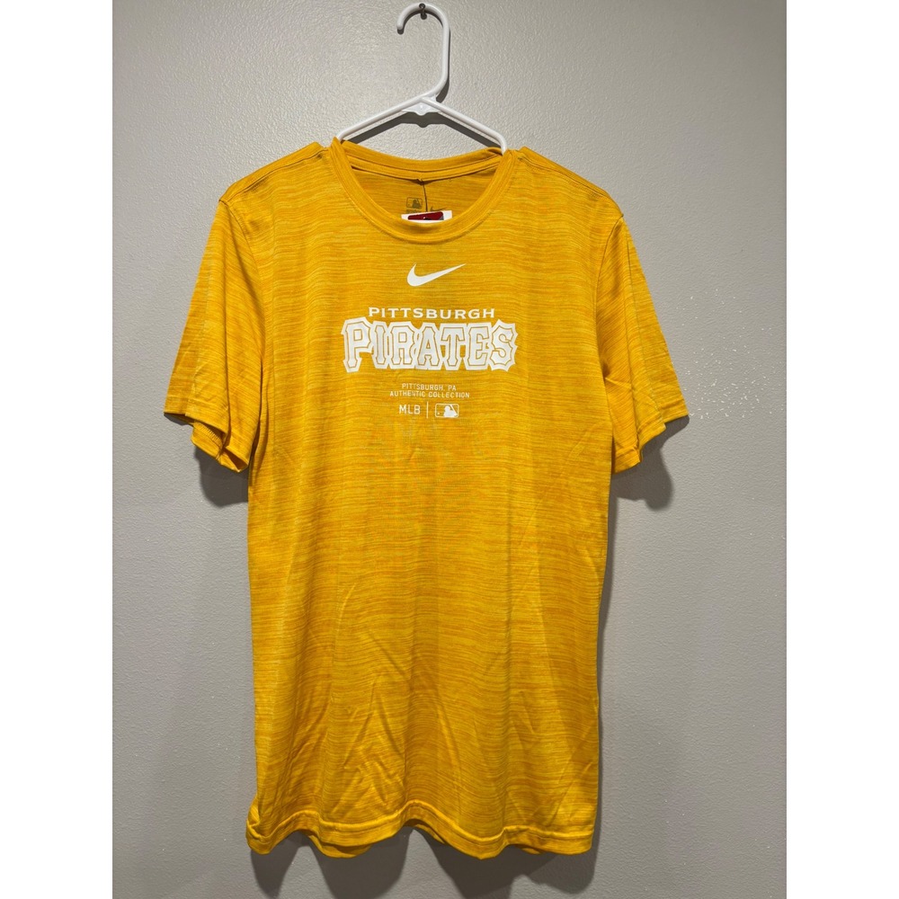 Nike Mens Pittsburgh Pirates MLB Authentic Collection Dri-FIT Shirt Gold M New